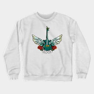 ROCK: Guitar Wings and Roses Crewneck Sweatshirt